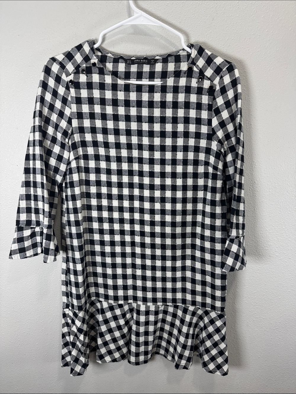 Zara Black and White Gingham tunic top mini dress‎
